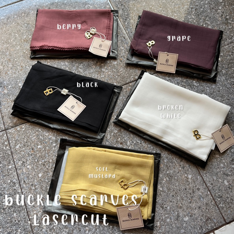 Segiempat Buckle Scarves Polos/Buckle scarves Lasercut/buckle scarves