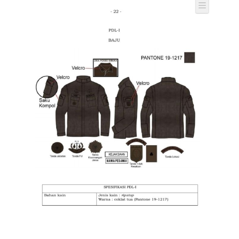 Paket Seragam Baju PDL Kejaksaan - Bordiran