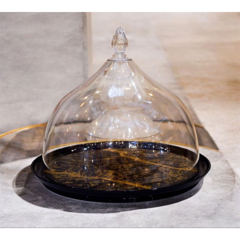 prasmanan Tempat Bolu Keramik Marble Hitam Gold Emas