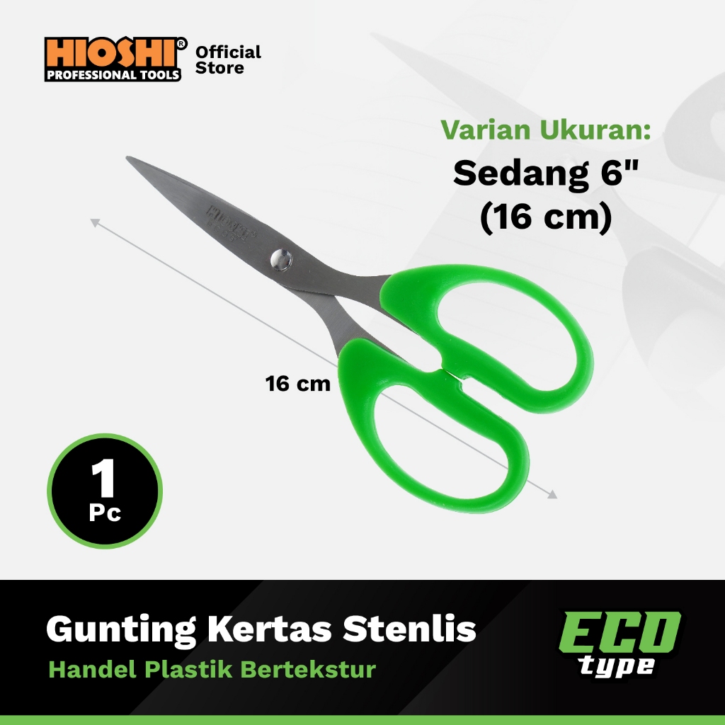 

HIOSHI/HGS002B/Gunting Kertas/SEDANG/Serbaguna/Scissors/Stenlis 304/Anti karat/ 6 Inch/16cm - ECO