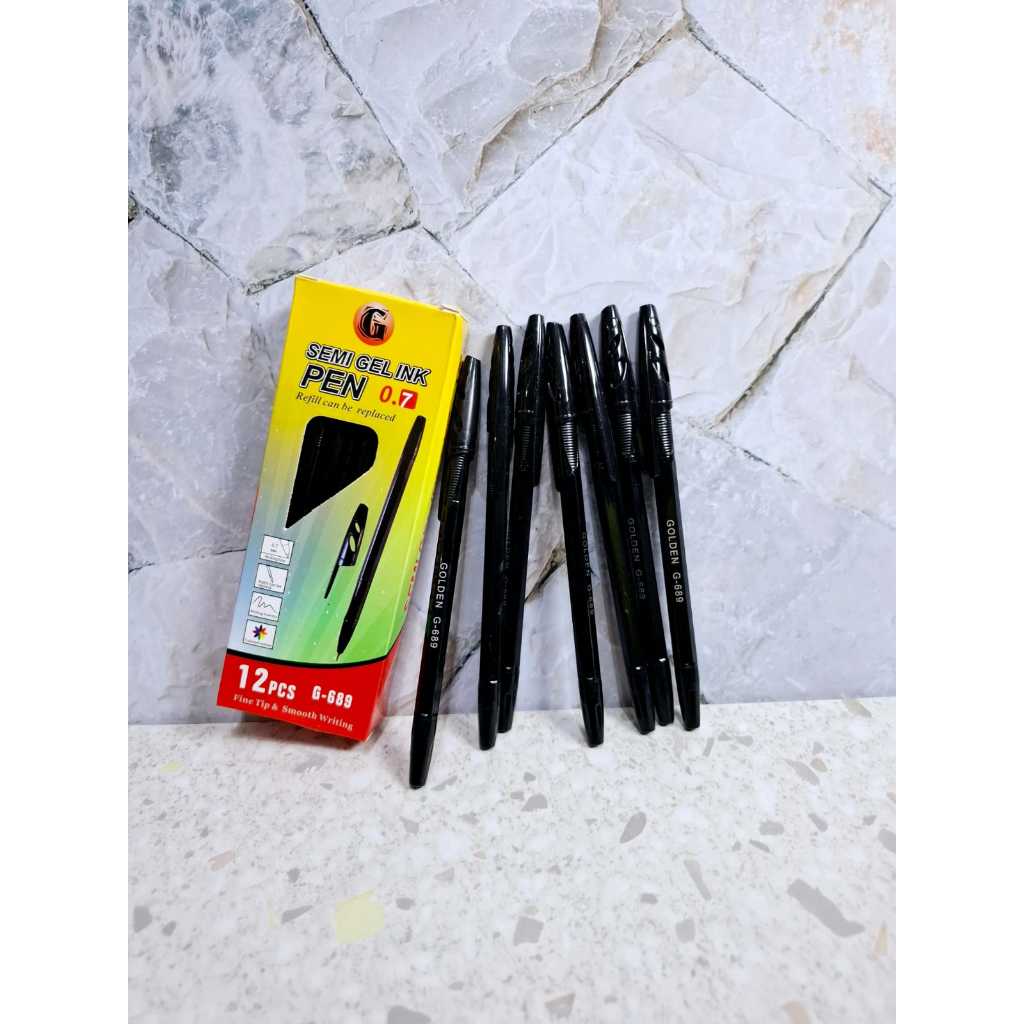 

Pulpen tinta semi jel isi 12 pcs hitam gel ink