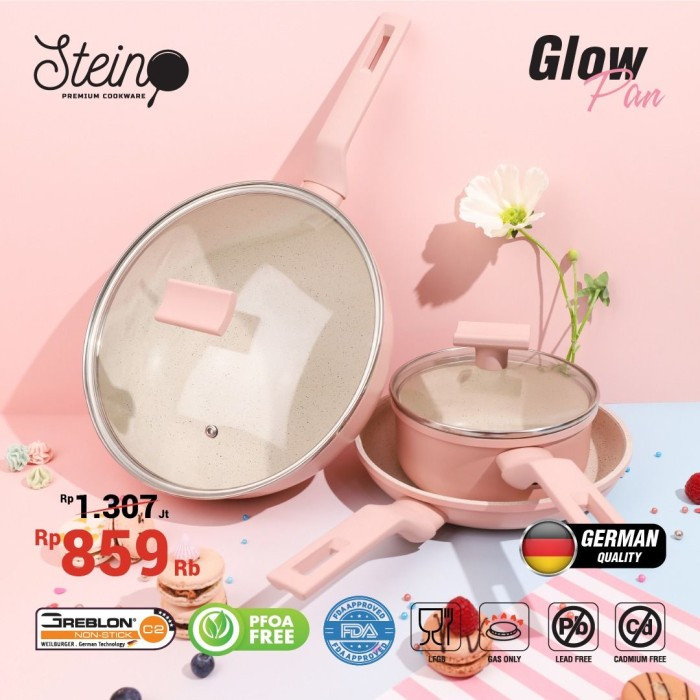 Steincookware Glow pan set 3 pcs Panci sauce pan wajan teflon anti lengket