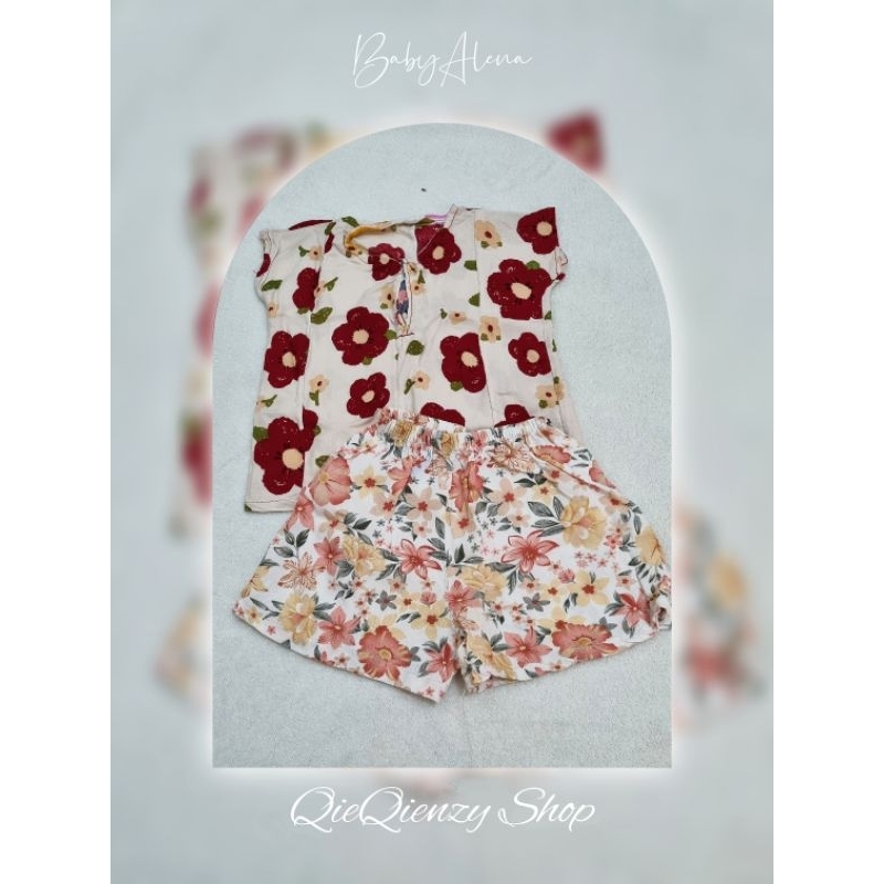 (FREE 2 BANDANA) Setelan One set Baju Crop +Rok celana Bayi Perempuan 0-3 bulan 0-6 bulan 6-9 bulan 
