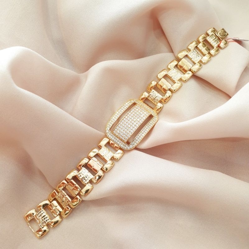 Gelang fashion plat permata  kadar 375