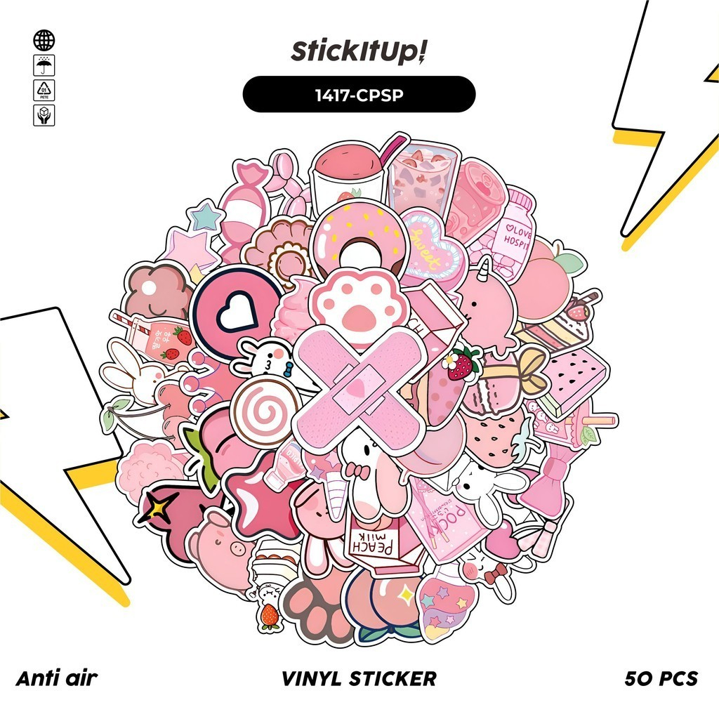 

COD✨ 100 Pcs Stiker Pack Cute Pink Pack Lucu Aesthetic Vynil Waterproof untuk Freebies Sticker Buku Journal Casing HP Laptop