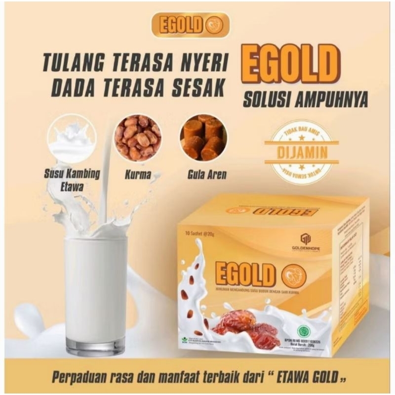 

EGOLD Susu Kambing Etawa Ekstrak Kurma dan Gula Aren 1 Box 10 Sachet ORIGINAL BPOM HALAL