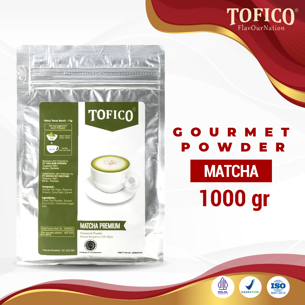 

Powder Matcha Premium Tofico / Bubuk Rasa Daun Teh Hijau Premium 1KG / Tofico Syrup Official