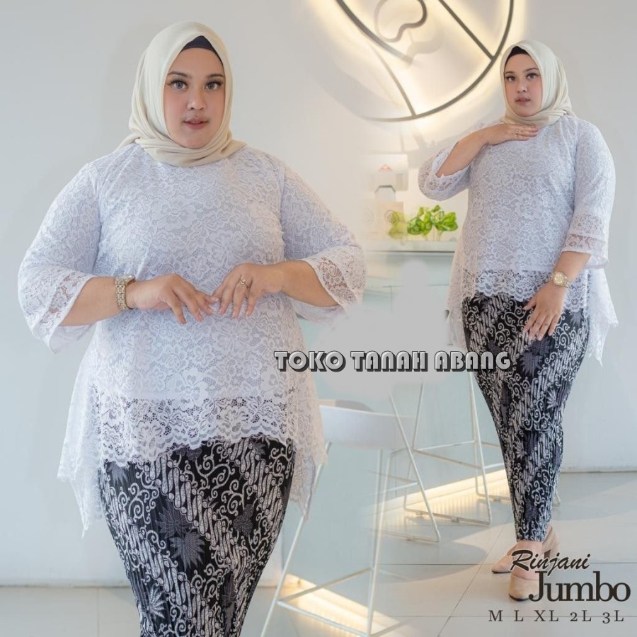 Setelan kebaya brokat jumbo rinjani Ld 130 / kebaya blouse bigsize / kebaya waka waka brokat / kebay