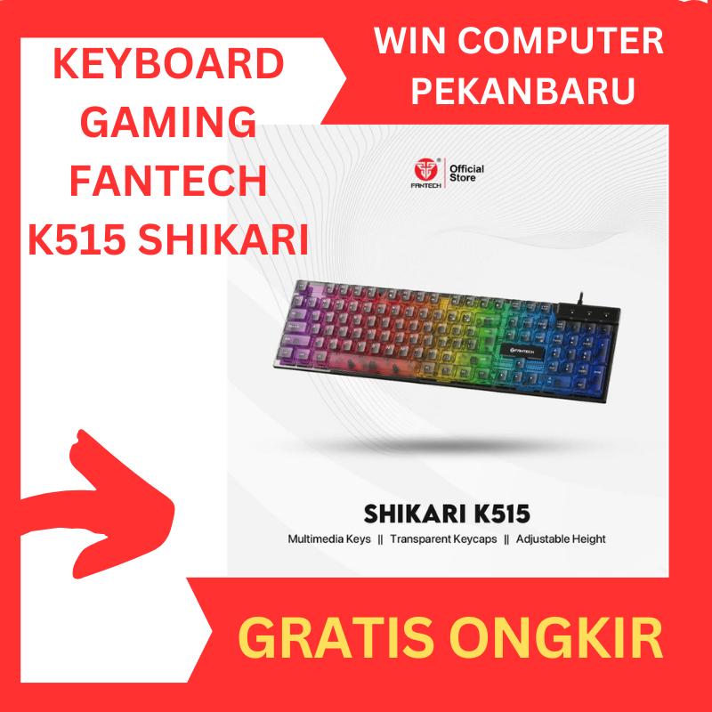 Fantech SHIKARI K515 Keycaps Transparan Keyboard Gaming RGB Membrane
