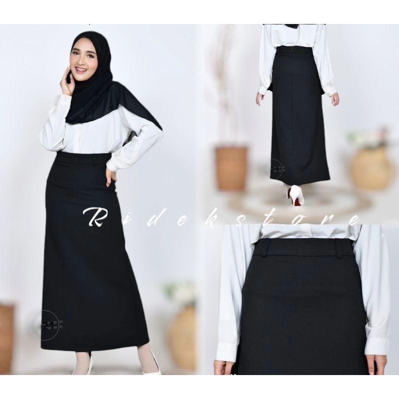 Rok Hitam/ Rok Guru/ Rok kerja khusus Hitam size lengkap