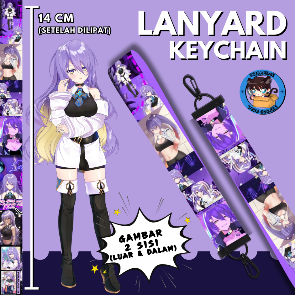 

Lanyard Strap Anime 2 Sisi / Moona Hoshoniva Hololive / Lanyard Custom Suka Suka / Gantungan kunci layard keychain