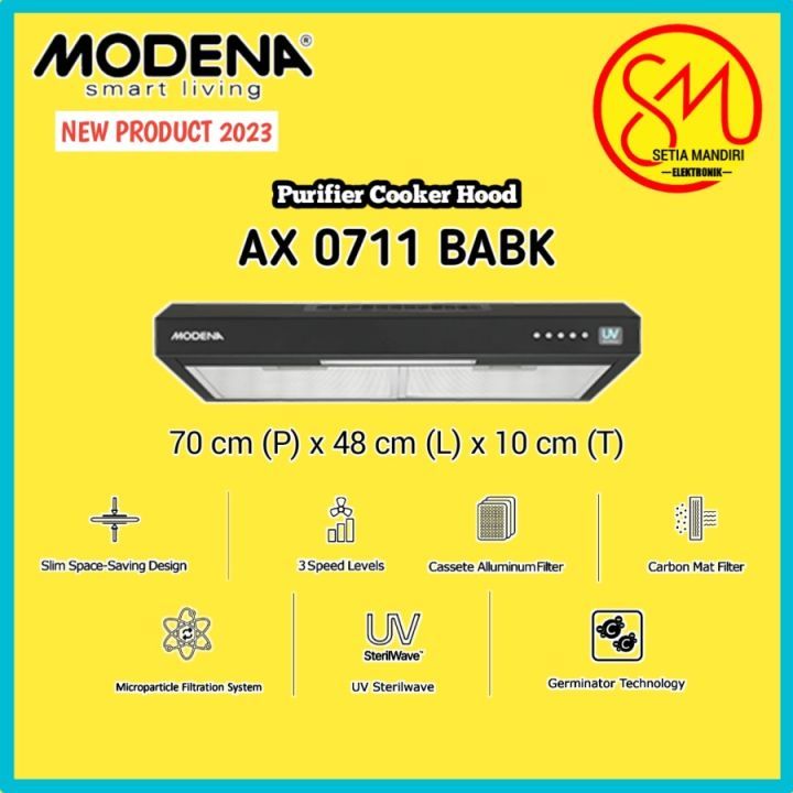 MODENA Purifier Cooker Hood 70CM AX 0711 BABK | PX 0711 DBBK UV Sterilewave Germinator Technology
