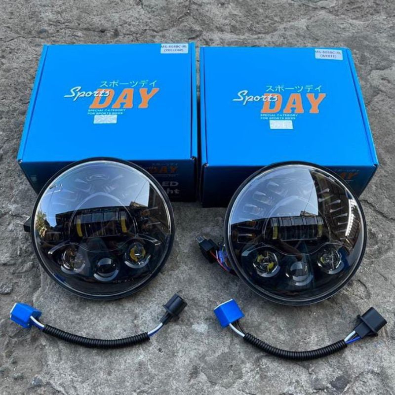 Lampu Daymaker 16 led 7inch Iron Eagle Senja Biru Daymaker 7inch Ninja Megapro Tiger Scorpio Vixion 