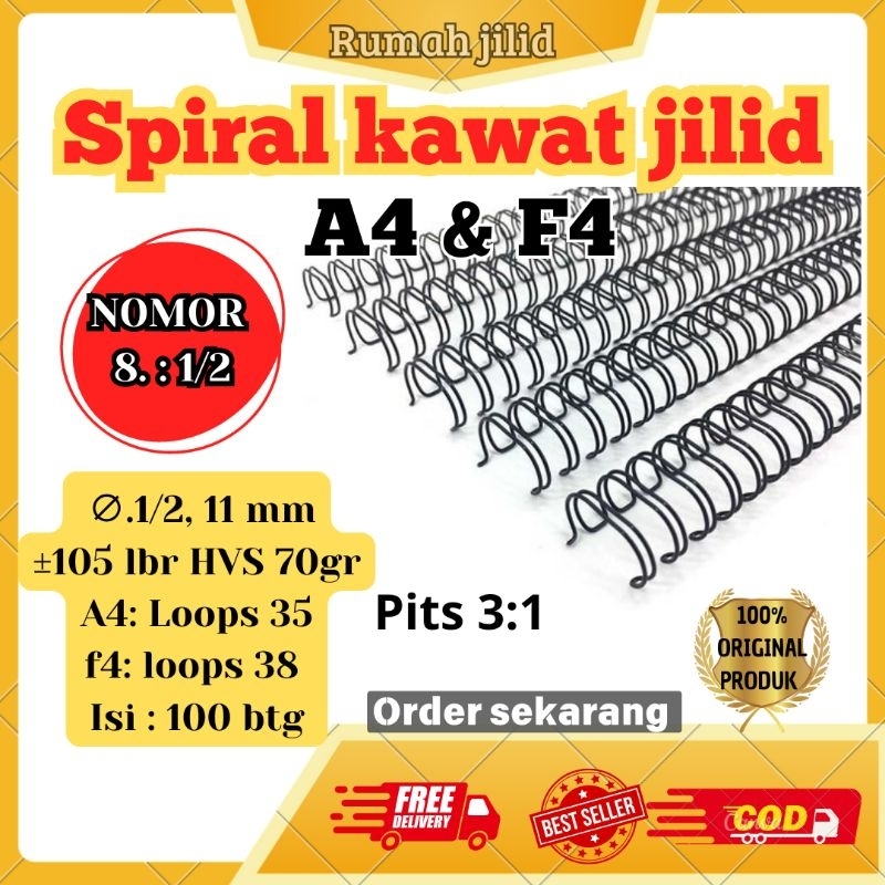 

ring spiral kawat No 8 uk 1/2 A4 box 100 btg termurah