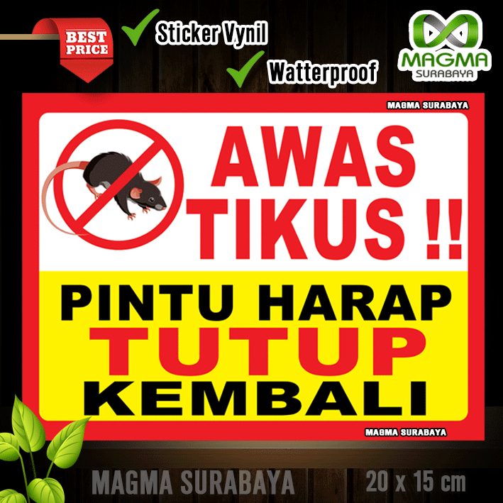 

Stiker Awas Tikus Pintu harap Tutup kembali - Dapur- jagalah kebersihan