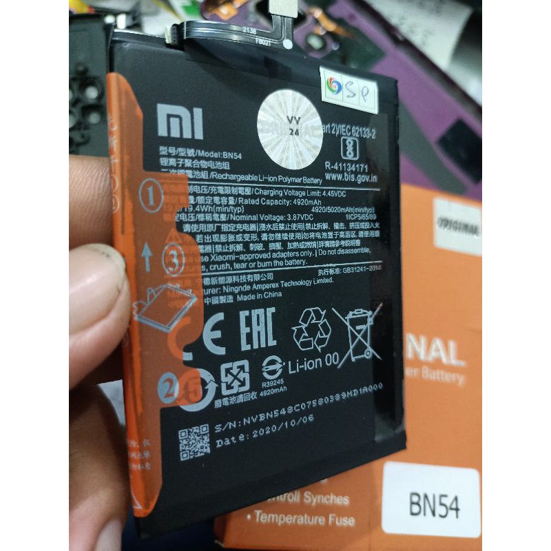 Batrai xiaomi note9 ori 100/Batrai xiaomi bn54/BN54/Battery xioami note9 BN54