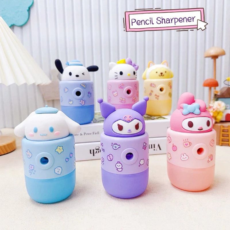 

Rautan Pensil Karakter Kuromi Melody Cinnamoroll Pochacco Pompurrin | Serutan Pensil Anak Karakter Sanrio | Peralatan Sekolah Anak Rautan Putar