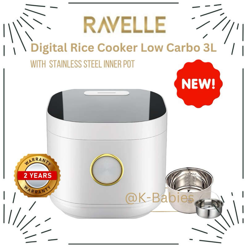 Ravelle Digital Low Carbo Rice Cooker 3L (1.2L nasi) / Multicooker / Rice Cooker rendah karbo