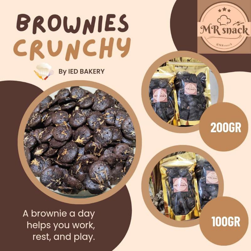 

MRsnack Brownies Crunchy 100gr | Brownies Kering | Brownies Koin | Keripik Brownies cokelat topping keju