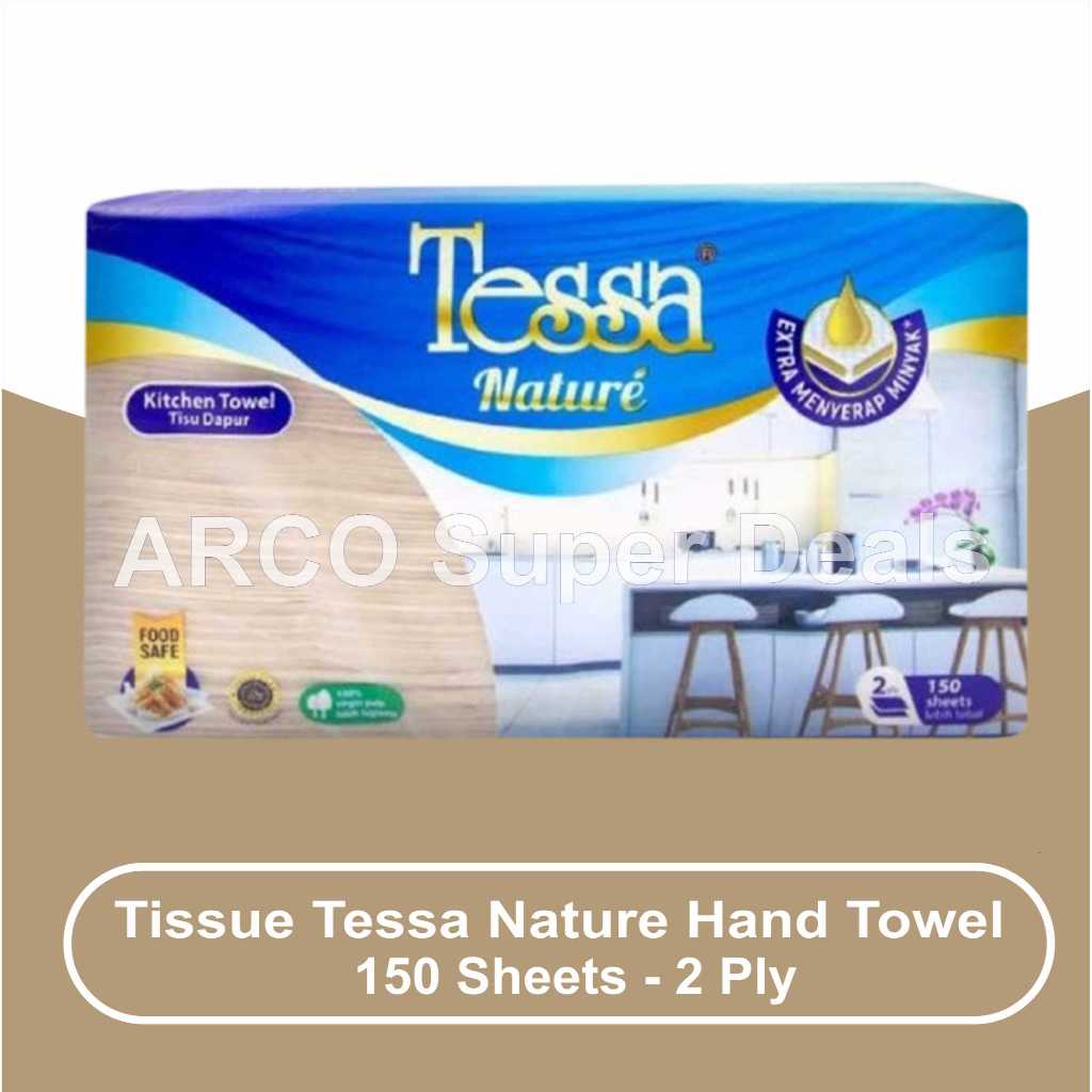 Tissue Tessa Nature Hand Towel Unbleached Coklat Tisu Dapur 150 Sheets 2 Ply
