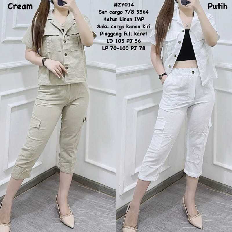 SETELAN WANITA CARGO CELANA TANGGUNG KEKINIAN/ONE SET WANITA BAJU CELANA CARGO