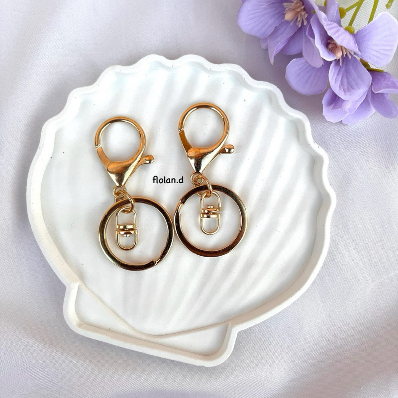 Termurah Keychain ring + lobster clasp (ring gantungan kunci + kokot udang gold)