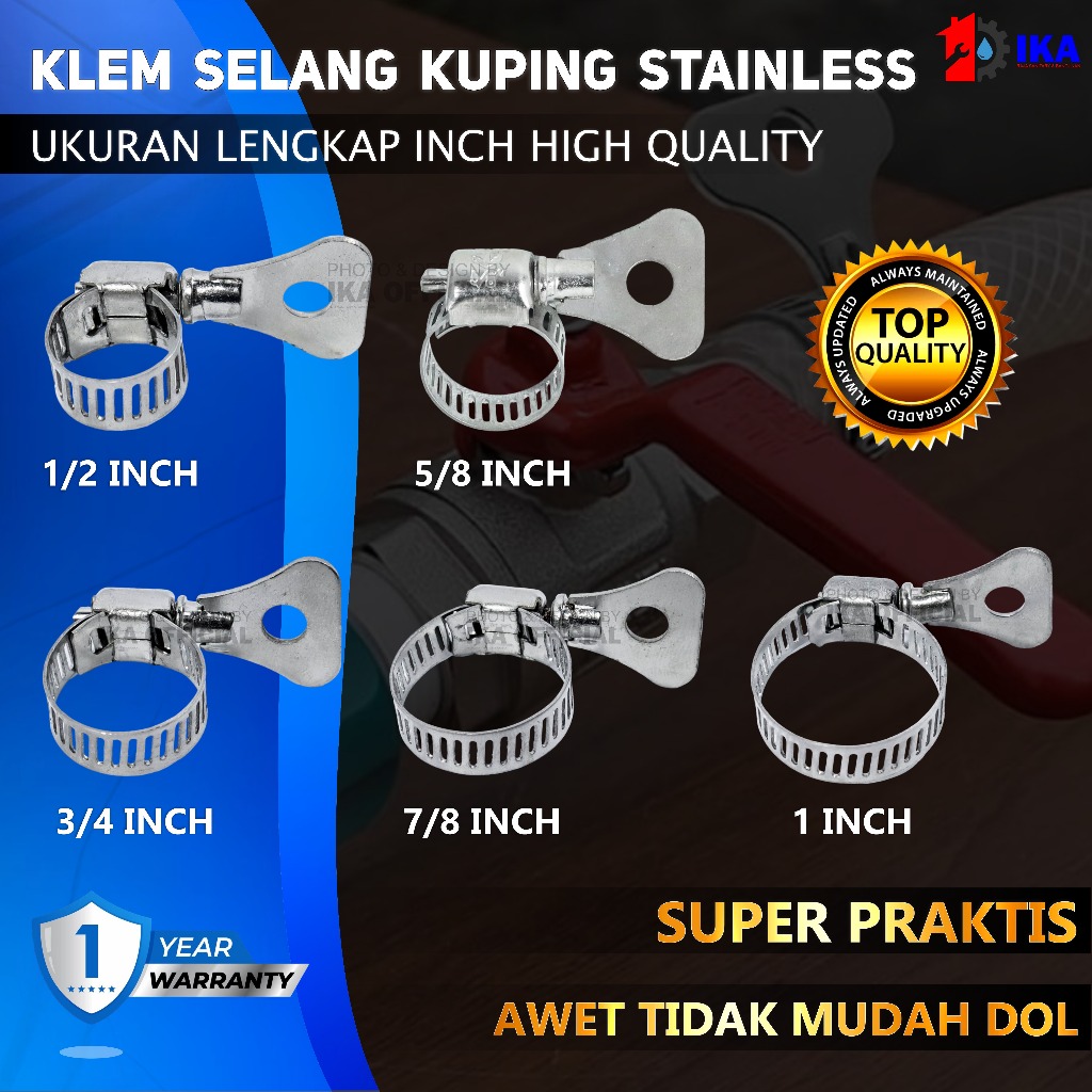 Klem Selang KUPING PUTAR BESI / Pengunci Selang Kran Putar 1/2" 5/8" 3/4" 1/2" - 3/4" - 5/8" - 7/8" 