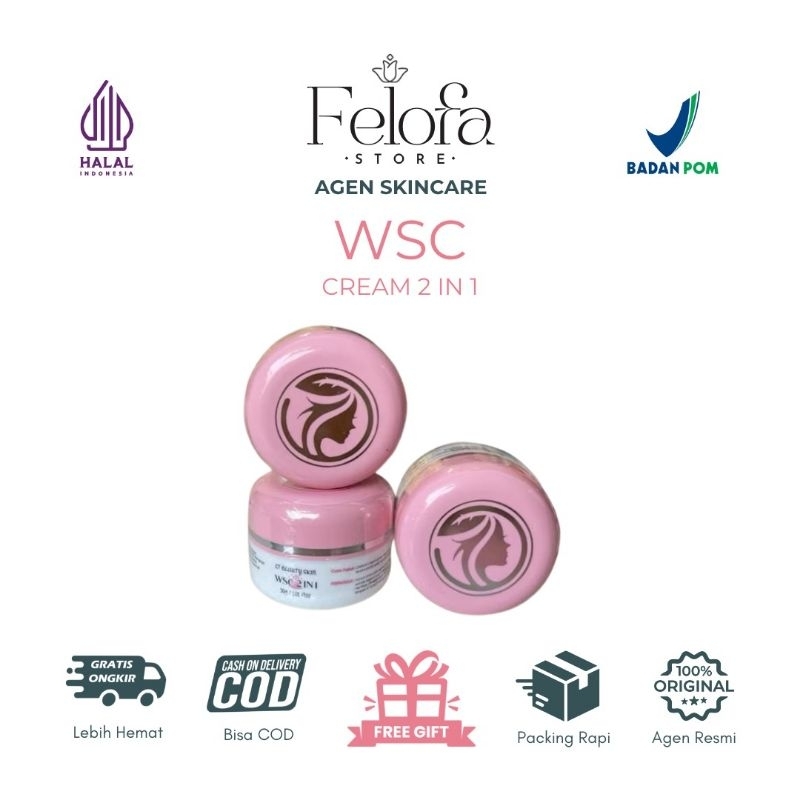 CREAM WSC 2IN1 BPOM ORIGINAL / WHITENING SKINCARE (TDK ORI UANG KEMBALI )