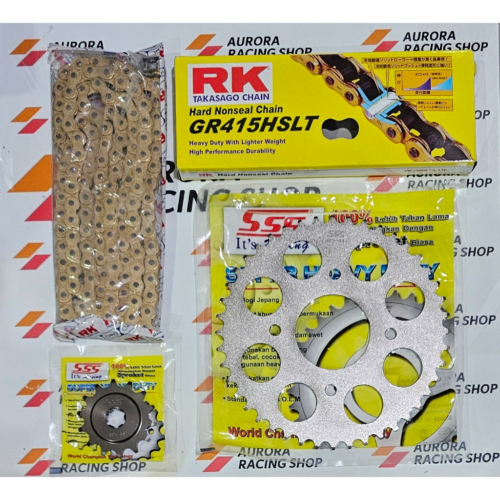 GEAR SET SSS 415 SUZUKI GSX R 150 / GSX S 150 / BANDIT S 150 & RANTAI RK 415 HSLT GOLD ORIGINAL
