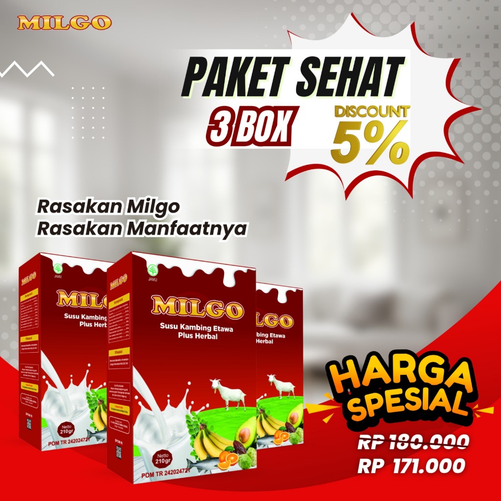 

MILGO Susu Kambing Etawa Plus Omega 3 Buah dan Hebal 100% Original - Susu kambing etawa bubuk yang lengkap bahan herbalnya- Susu Kambing Etawa Tidak Bau Prengus