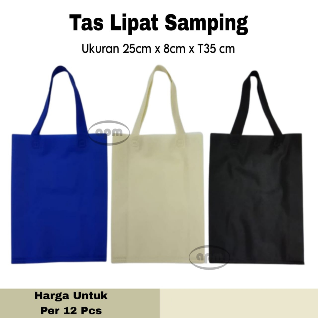 

Tas Spunbond / Goodiebag Lipat Samping Ukuran 25cm x 35cm x 8cm Polos (12 pcs)