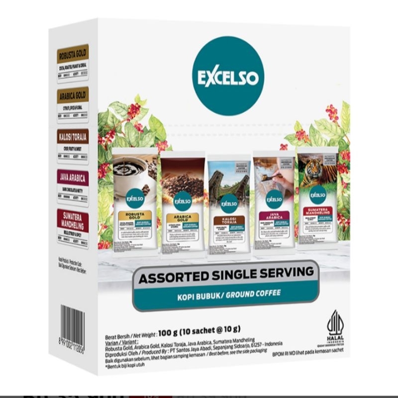 

Excelso Assorted Single Serving kopi bubuk 10 sachet x 10 gram