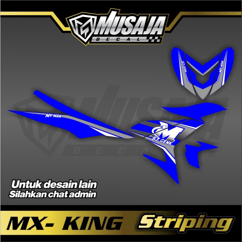 Striping mx king putih biru hitam transparan uv glossy non full body custom