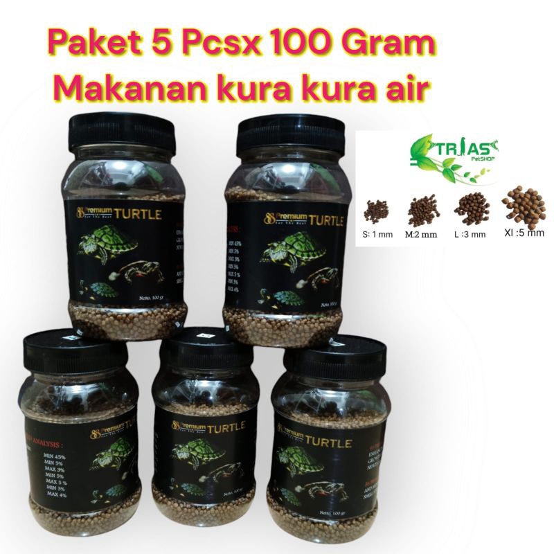 Pake PELET KURA AIR PREMIUM 100 Gram x 5 /pelet kura brazil/pelet turtle/makanan kura air /makanan t