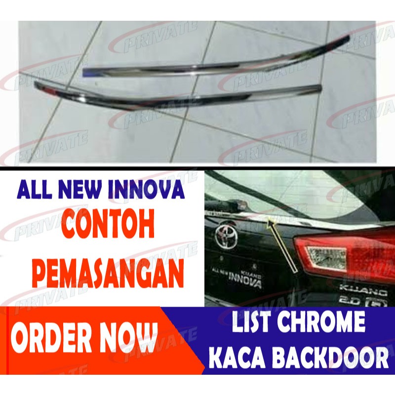 LIS LIST CHROME PINTU KACA BELAKANG MOLDING CHROME KACA BACKDOOR ALL NEW INNOVA REBORN 2016 2017 201