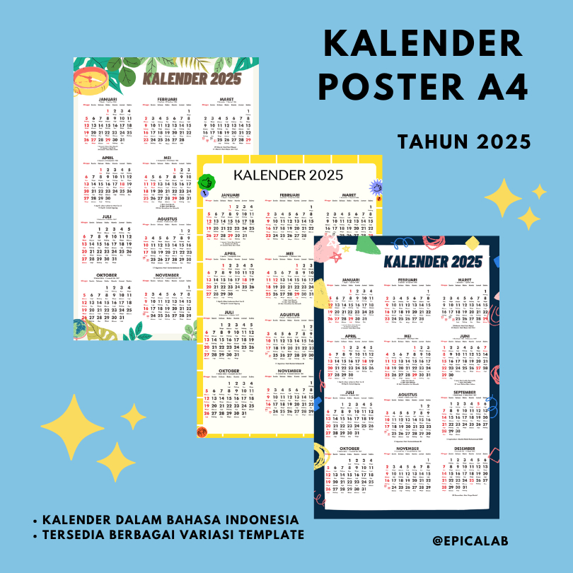 

[A4] Kalender Poster - Kalender 2025 12 bulanan