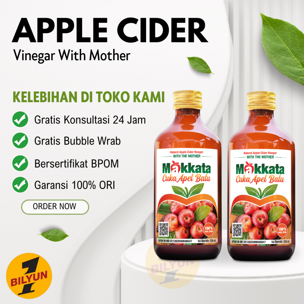 

CUKA APEL MAKKATA Batu Malang Apple Cider Vinegar With Mother Obat Kolesterol Dan Maag Asam Lambung