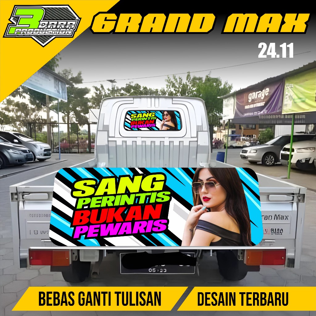 STIKER ONE WAY KACA BELAKANG MOBIL GRAND MAX DESAIN TERBARU 24.11