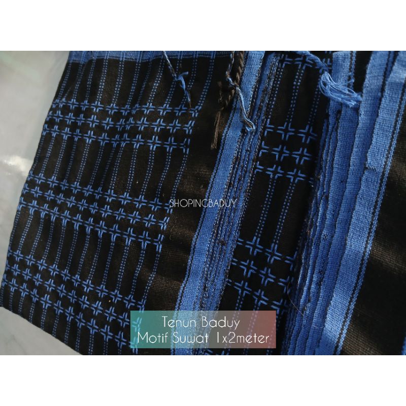 kain tenun baduy motif suwat 100x200cm ,biru x hitam