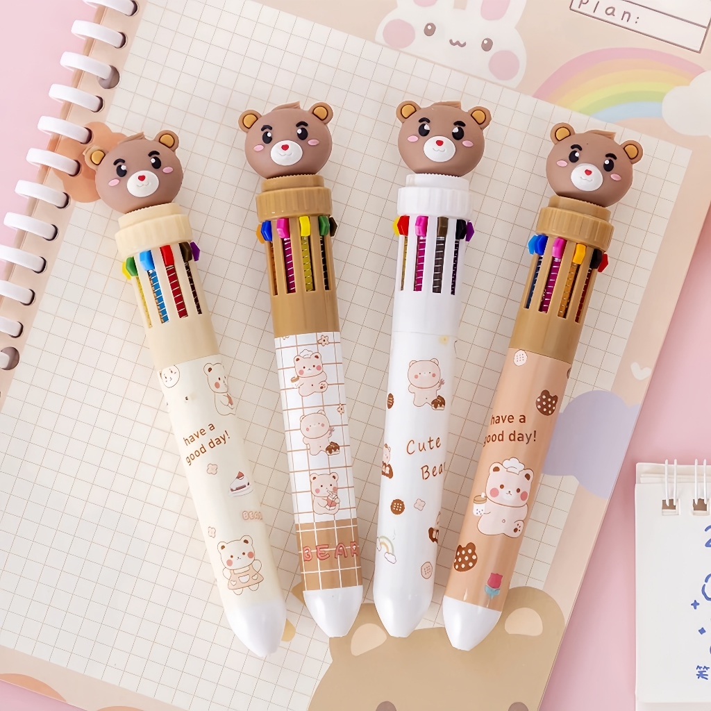 

Pena Motih Beruang Pulpen 10 Warna Pulpen Karakter Teddy Bear