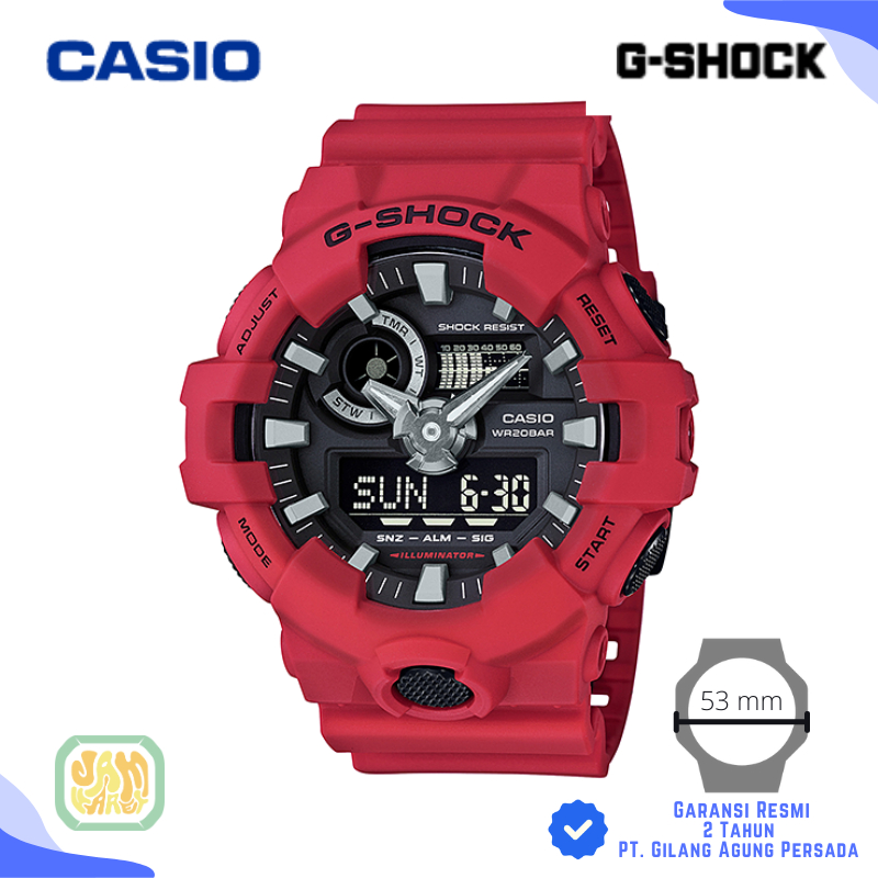 JAM TANGAN PRIA CASIO G-SHOCK GA-700-4A ORIGINAL - GSHOCK GA700 MERAH