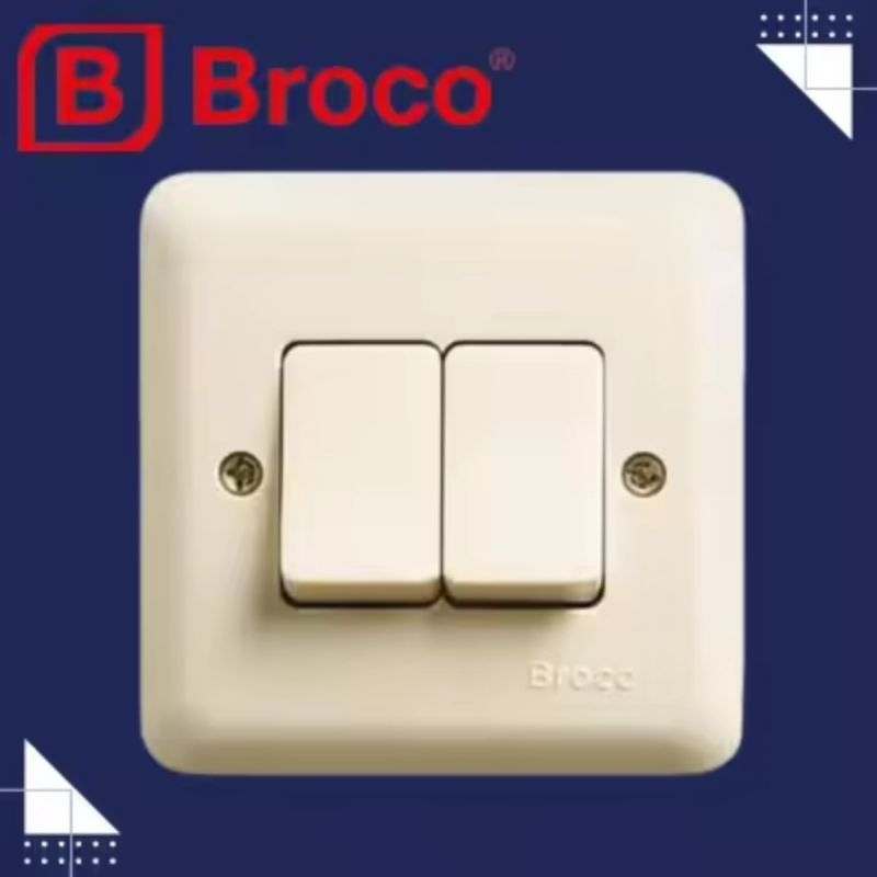 BROCO SAKLAR SERI NEW GEE CREAM 6622U / BROCO SAKLAR DOUBLE TANAM IB INBOW BROCO 2 GANG 1 WAY