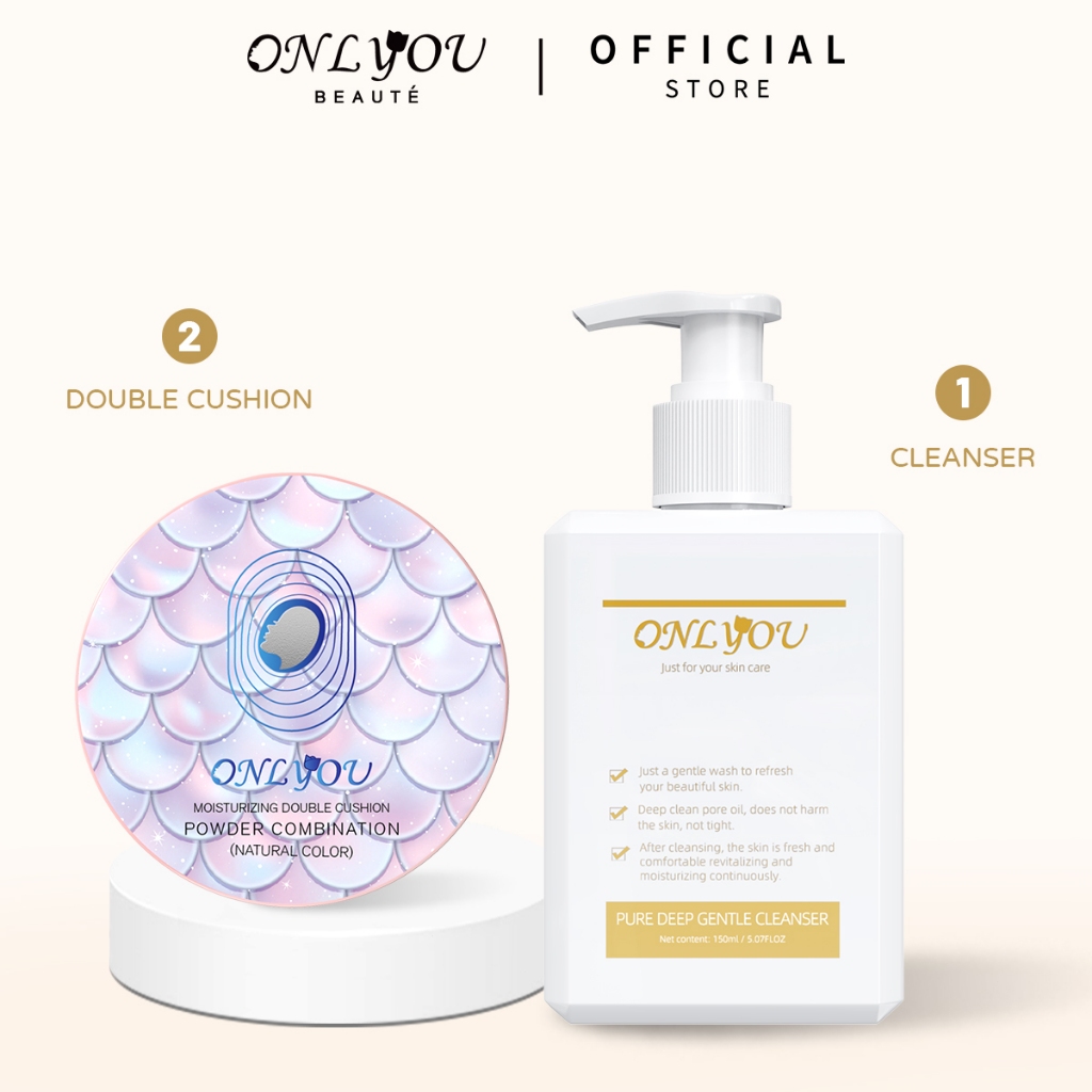 ONLYOU  Paket Matte Double Air Cushion 20G & Onlyou Facial wash For All Skin Type Wajah Cleanser 150