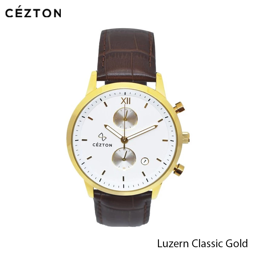 Original Cezton Jam Tangan Pria Luzern Series Classic Gold