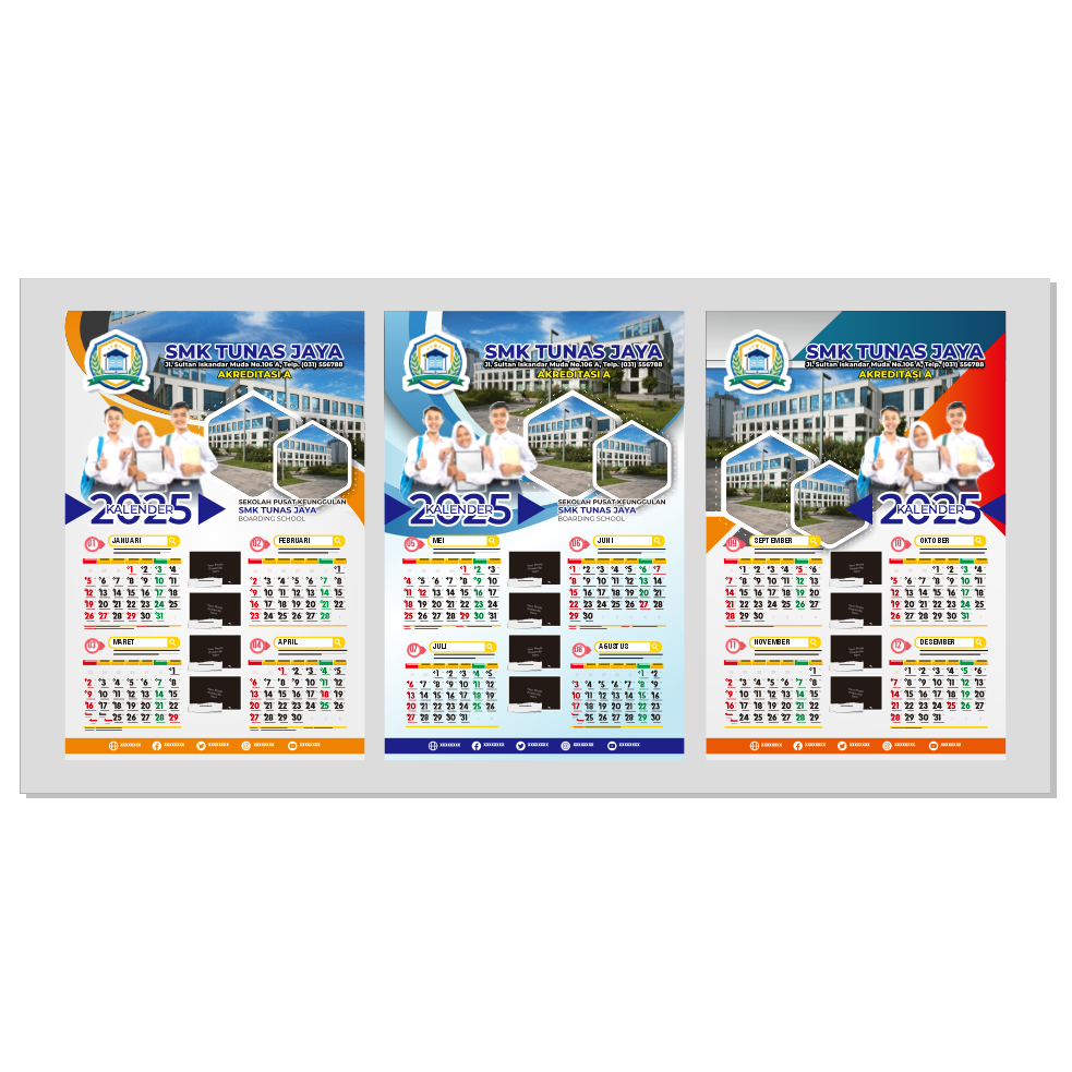 

Kalender dinding 4 bulanan / 3 lembaran art paper 120gram fhinising seng