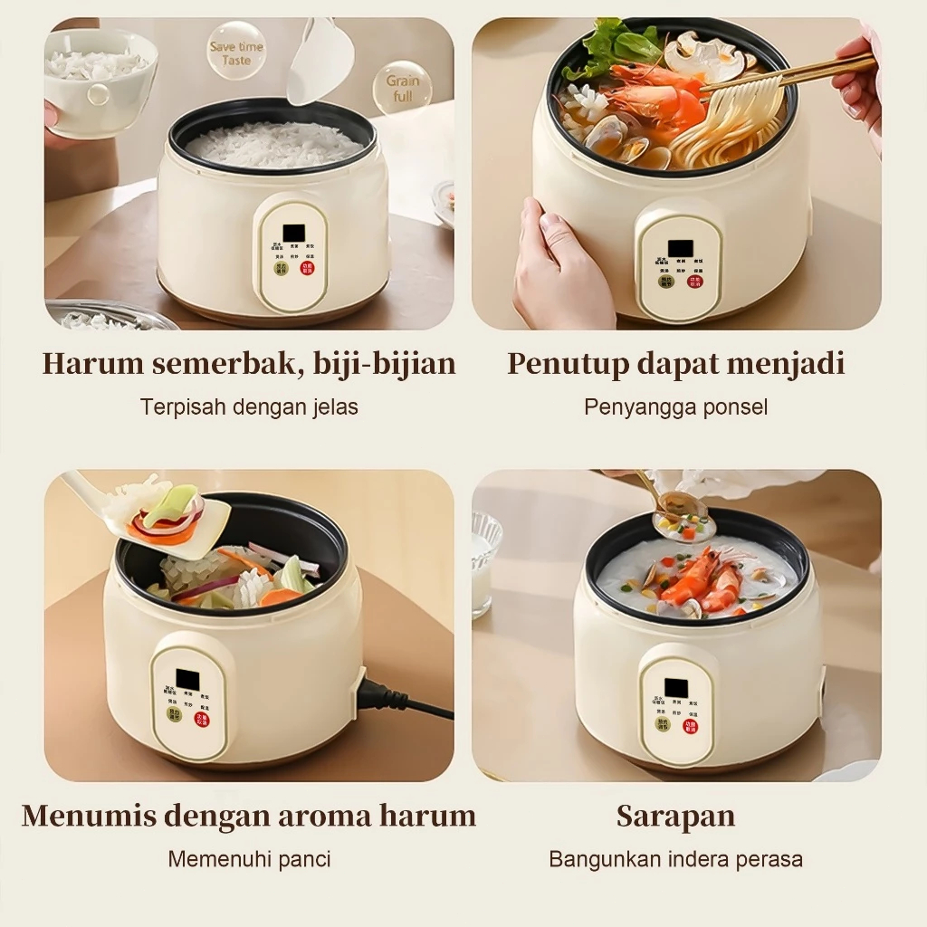 NEW DEALS Rice Cooker Mini Penanak Nasi Multifungsi Penanak Nasi Rendah Gula 1.8L