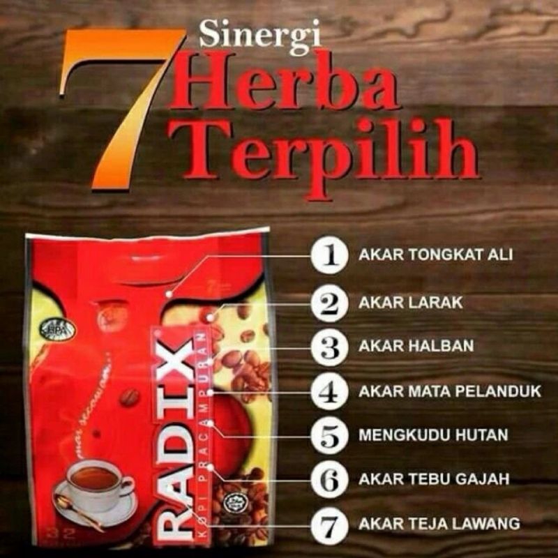 

Radix Pra Campuran HPA, Kopi Radix Premix Coffee Kopi Pracampuran Mai Secawan