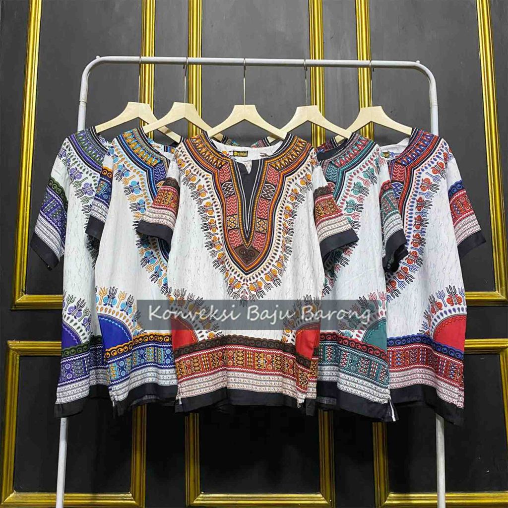 Original - Baju etnik batik bangkok putih - baju santai - kaos bali - pria dan wanita - katun