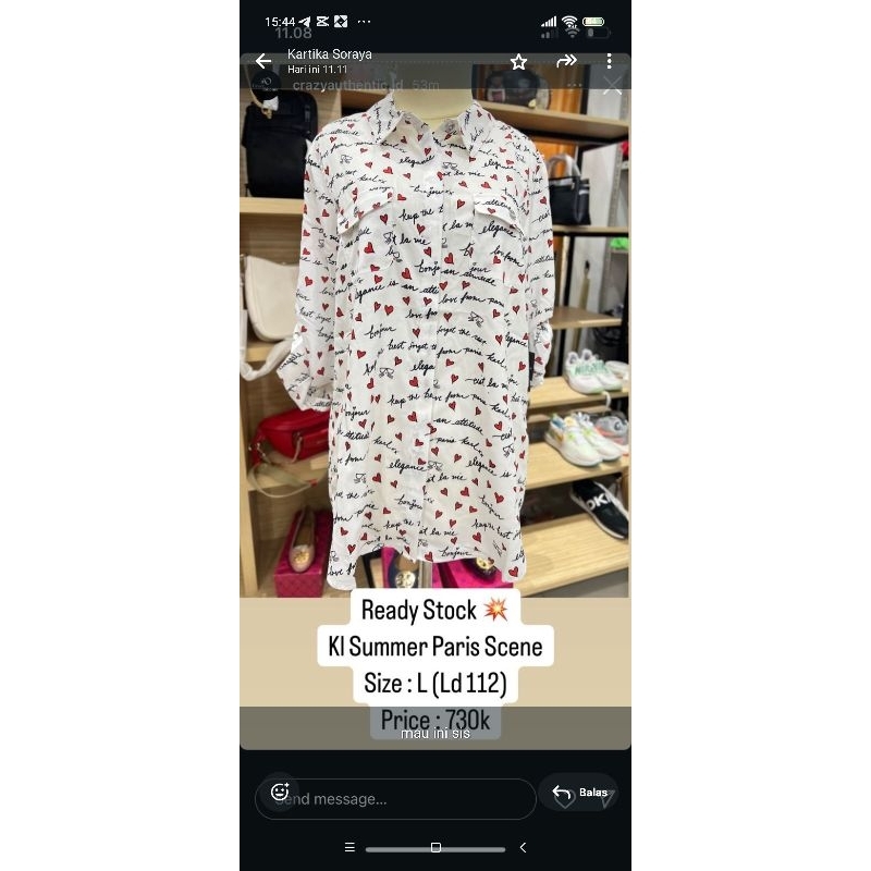 kemeja karl lagerfeld summer paris scene size L