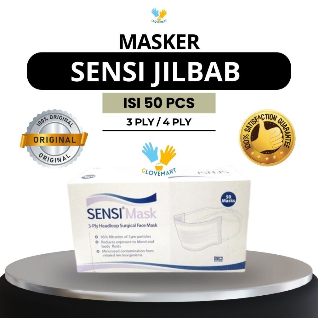 Masker Jilbab Sensi / Masker Hijab Sensi / Masker Headloop Sensi / Masker Sensi